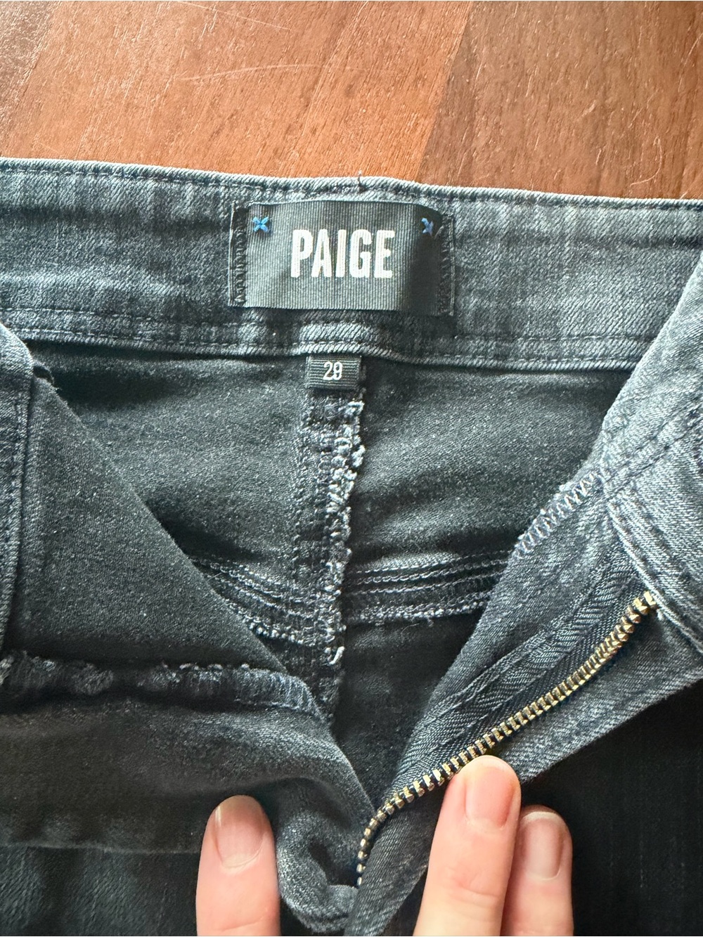 PAIGE Anessa Wide Leg Jeans- Black Willow Distressed, 29
